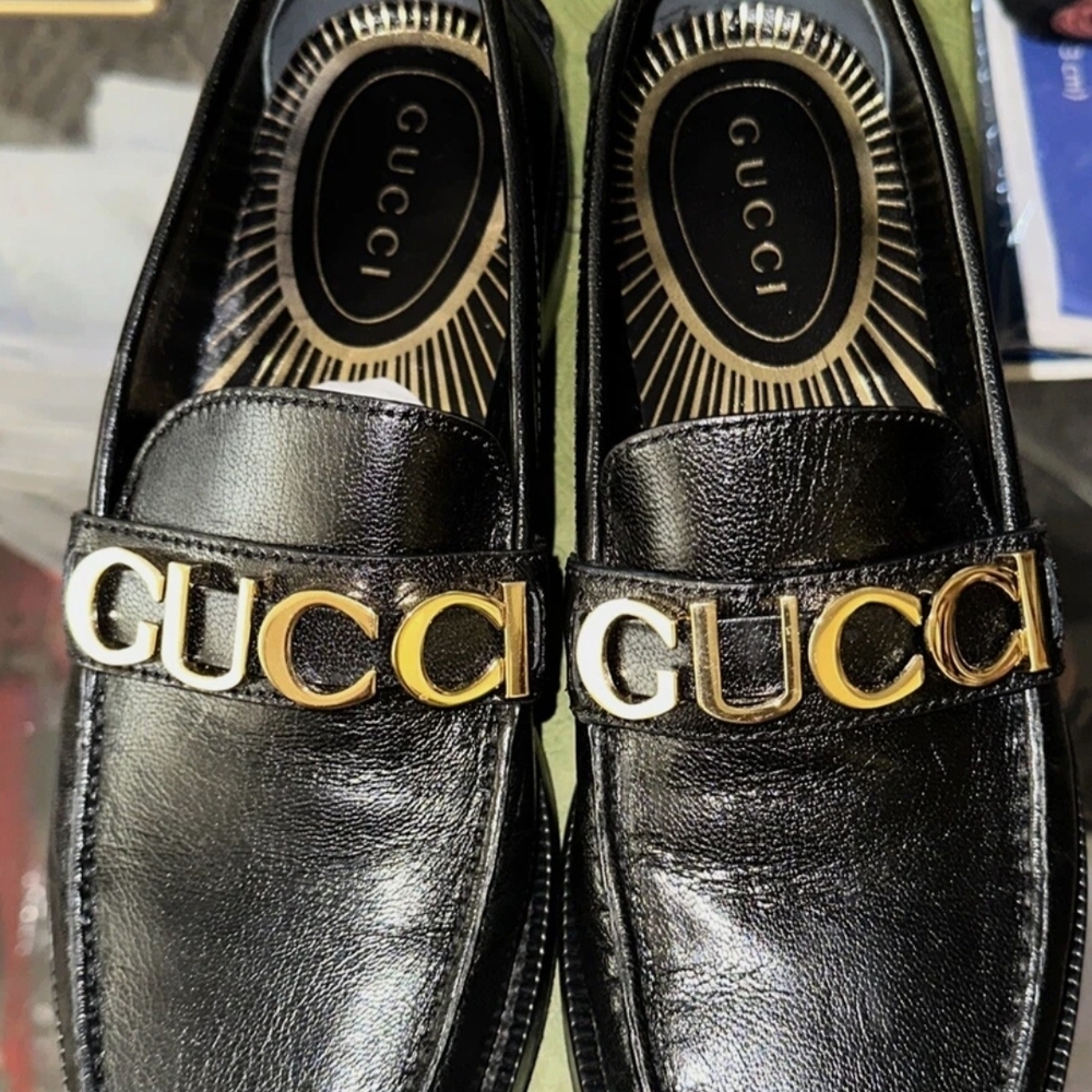 Gucci Black Loafers with Gold Accents 100% AUTHENTIC - Picture 9 of 10